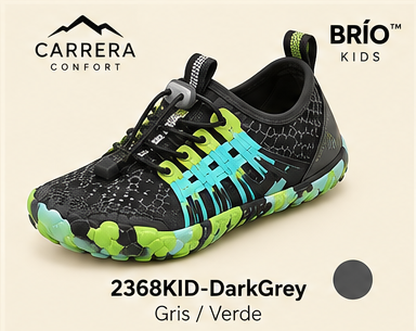 Carrera Brío Niños · Gris Oscuro / Verde