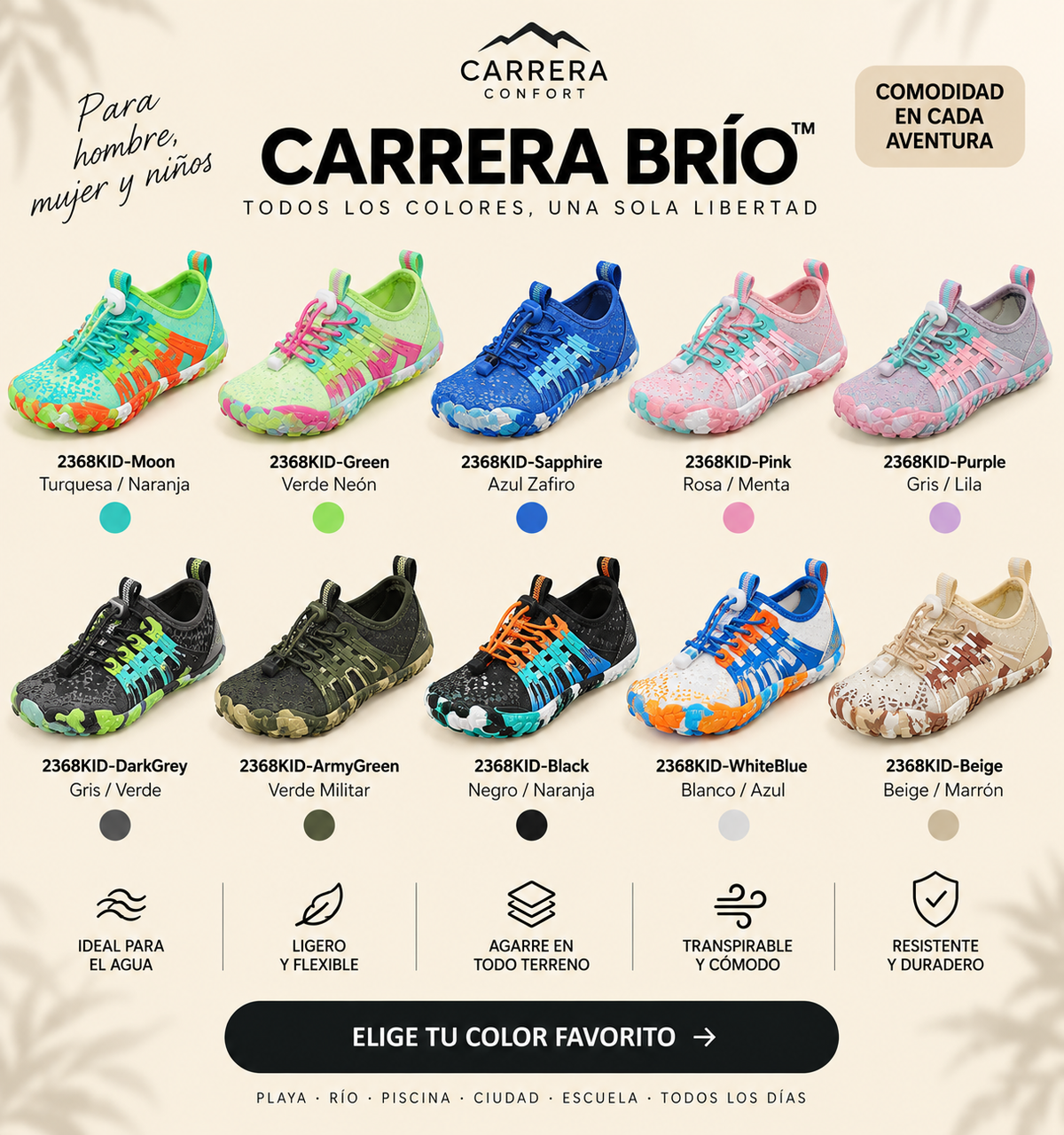 Carrera Brío Niños: detalles del calzado