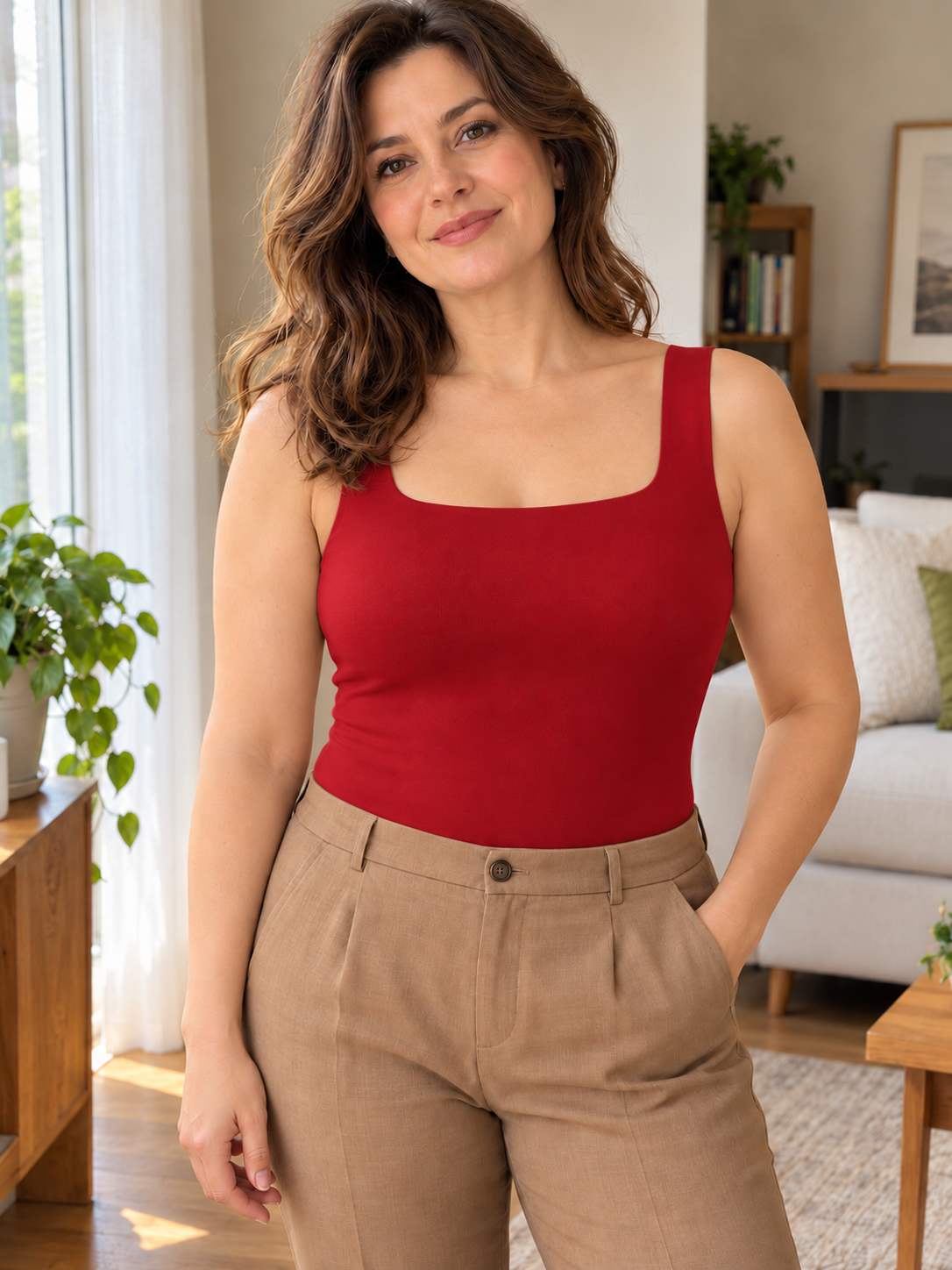 Modelo curvilínea con Carrera Esencial™ rojo