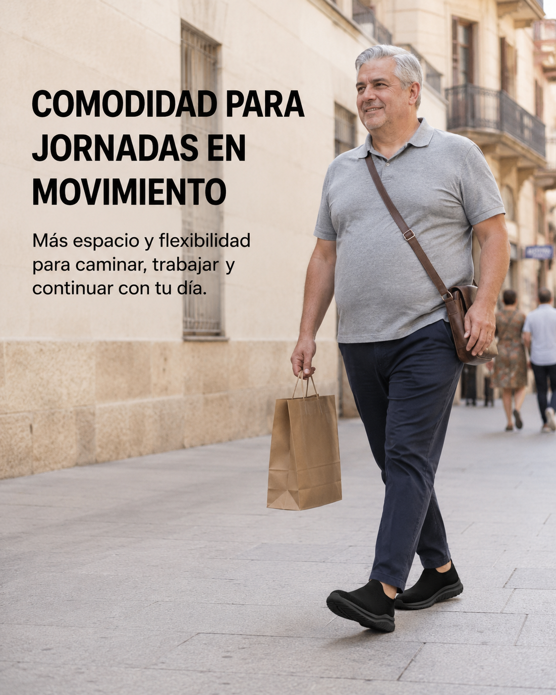Carrera Flex para hombre caminando durante su jornada