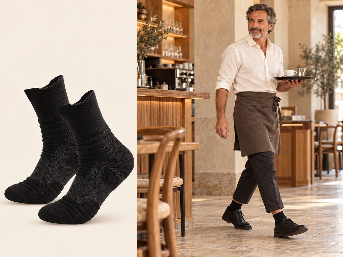 Carrera Jornada™ — camarero en un bar con calcetines negros