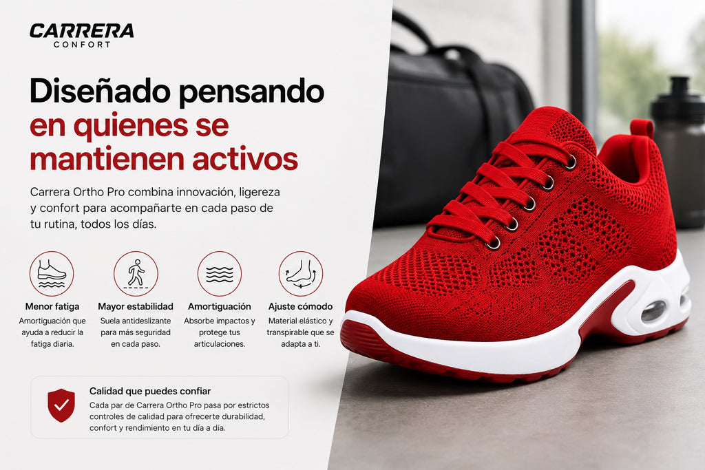 Carrera Ortho Pro Mujer roja — diseñada para mantenerse activa