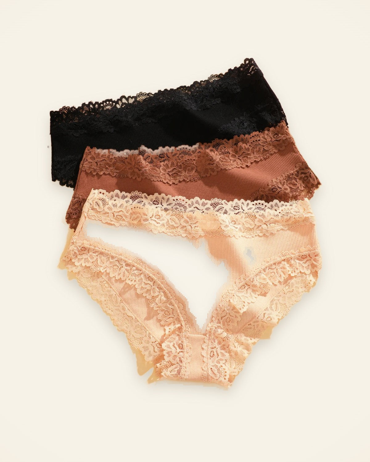 Carrera Romance™ pack de 3 braguitas: negro, canela y nude