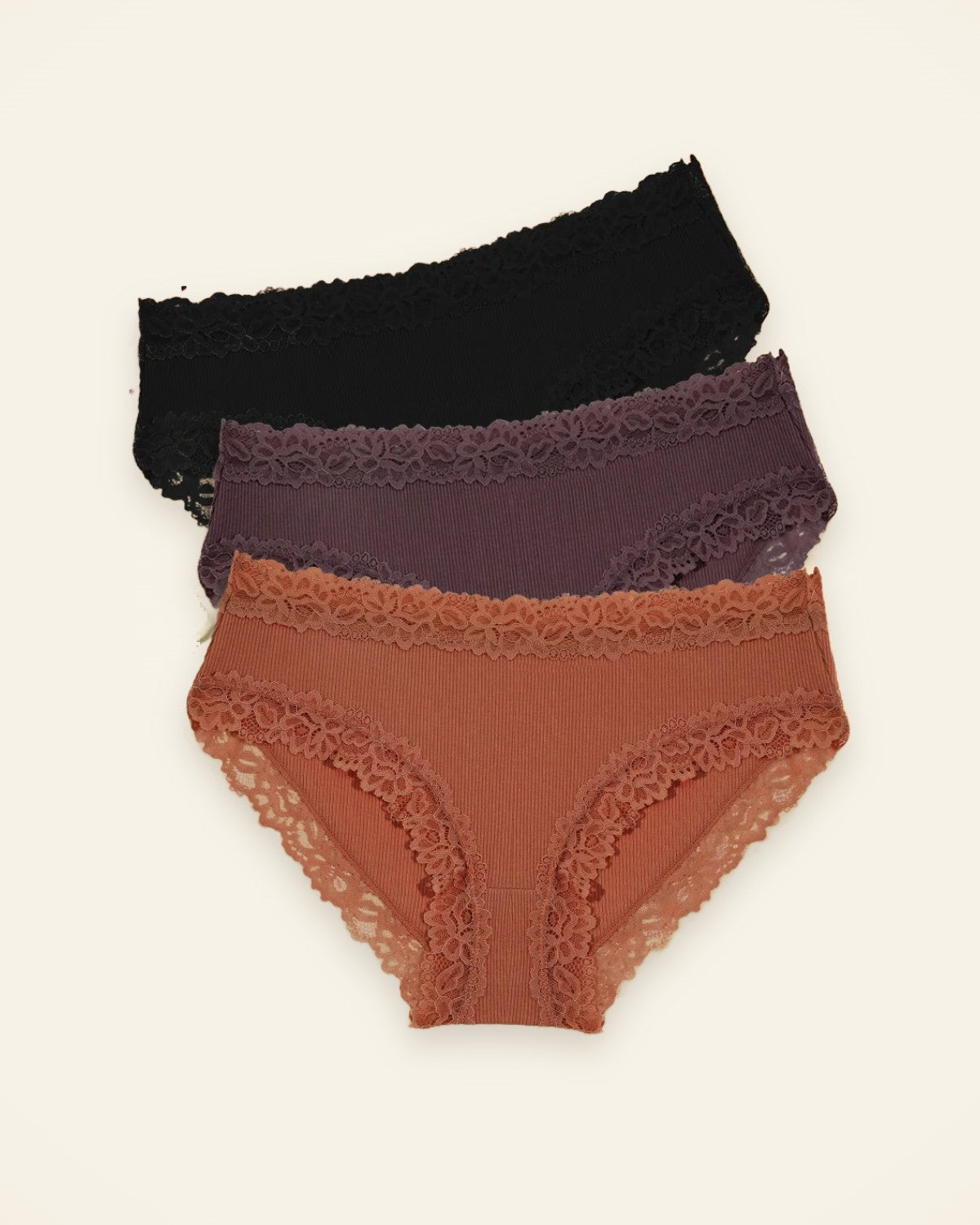 Carrera Romance™ pack de 3 braguitas: negro, chocolate y canela