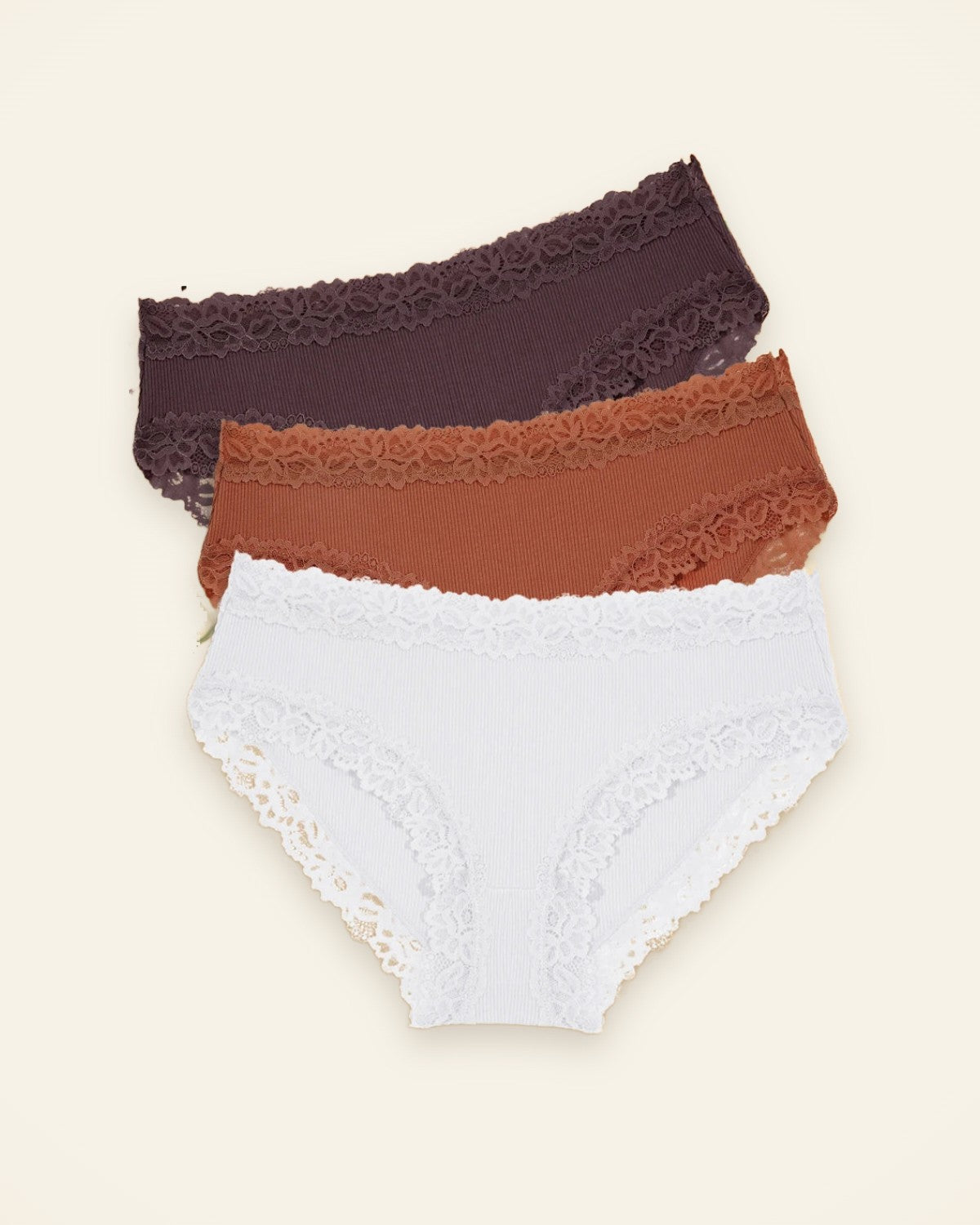 Carrera Romance™ pack de 3 braguitas: chocolate, canela y blanco