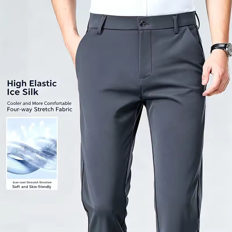 Carrera Versátil, pantalón de corte recto en gris claro